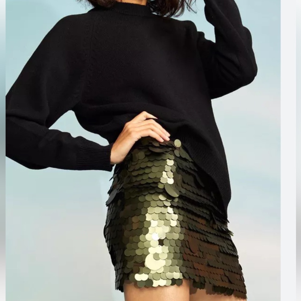 Cynthia Rowley Olive Green Sequin Mini Skirt